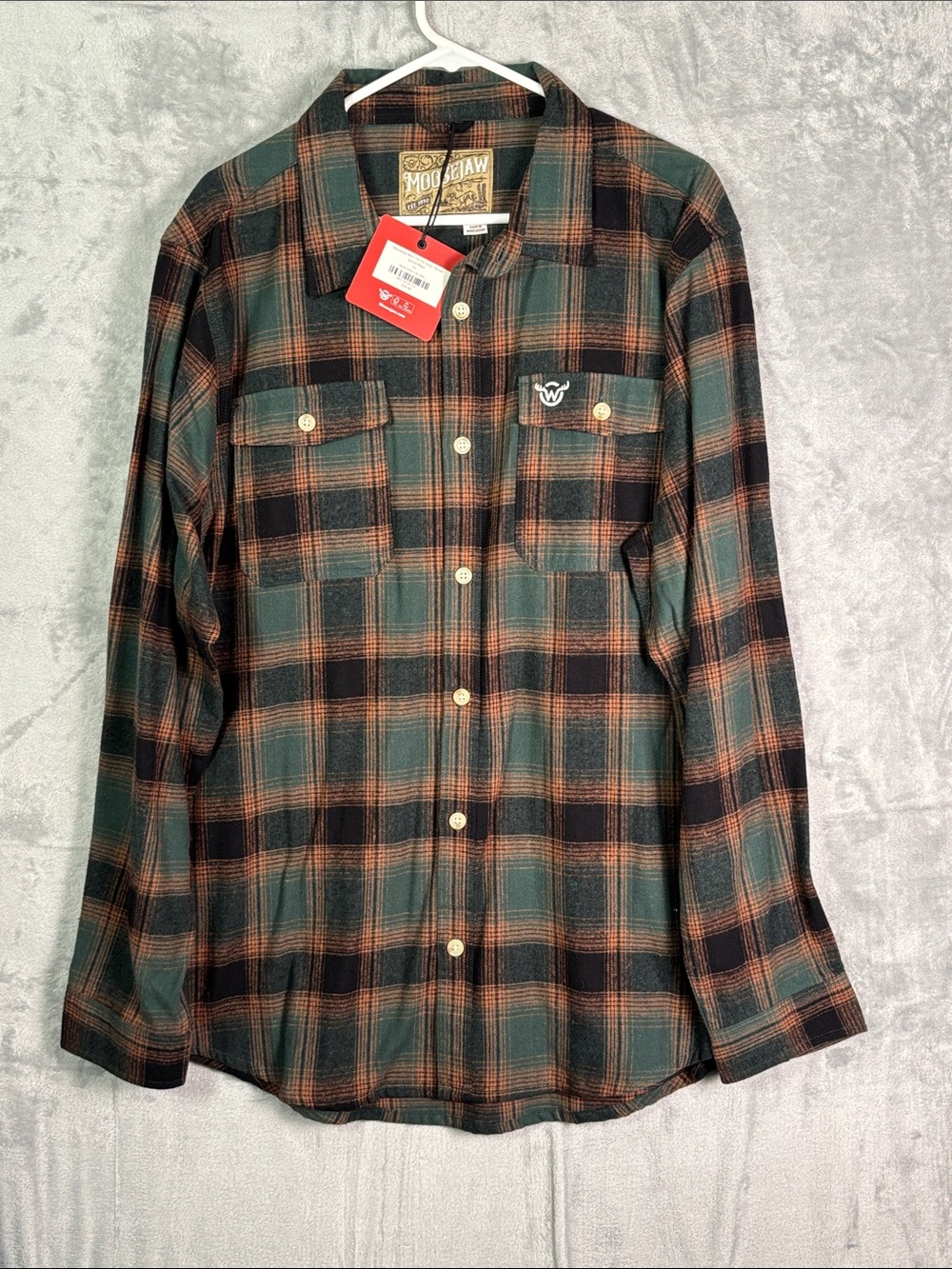 NWT New Moosejaw Brown Green Plaid Flannel Button Front Men Size XXL